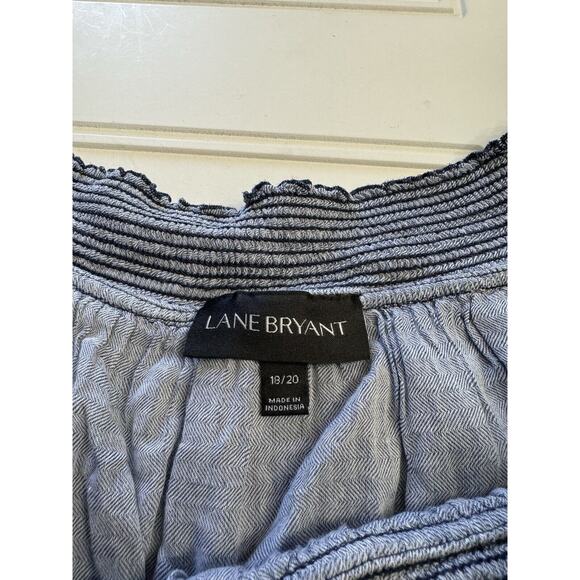 LANE BRYANT Blue Chambray Denim Off-The-Shoulder Ruffle Top Blouse Size 18/20 - Picture 3 of 6